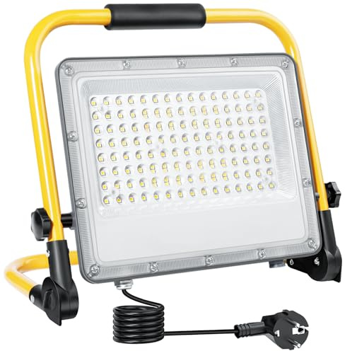OUSIDE Faro da Lavoro LED 150W 15000 Lumen 6500K Bianco Freddo IP66 Impermeabile con Supporto Cavo 2m – Cantiere, Ristrutturazione Casa, Illuminazione Cartongesso