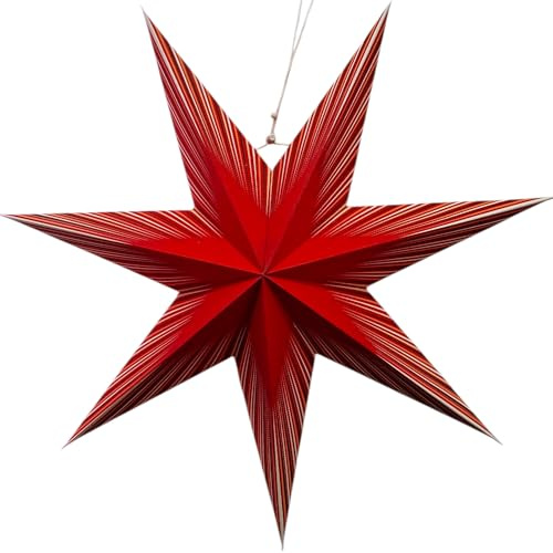 Yepsio Laterne Lampenschirm Papierstern-Lichterschirm Groß 60 cm Hängende Dekorationen für Weihnachten, Hochzeit, Heimdekoration, Geburtstag, Party, faltbarer 7-zackiger Stern (Rot, mehrfarbig)