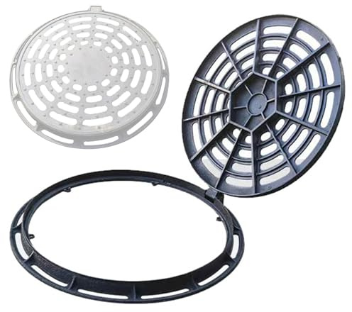 SXYCKRUI Caniveau Exterieur Rondes, Grille Caillebotis et Cadre avec Base Boulonnée, Caniveau Métallique Supportant Une Charge de 10 000 kg, Drainage Fluide(60cm/24in)