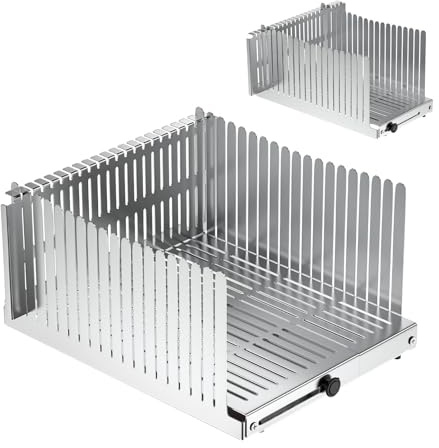 MOBBYKO Stainless steel Bread Slicer for Homemade Bread,Adjustable Width,Foldable Compact,Bread Slicing Guide,Bread Loaf Slicer,for Cakes,Bagels,slice is 0.5,Bread width: 5.5-8.3(Silvers)