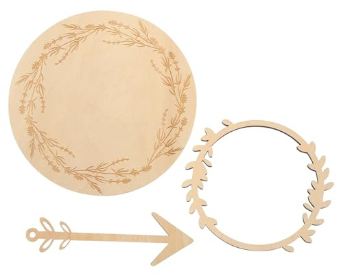 BUGUUYO Wooden Baby Announcement Cards Set for Pregnancy Announcements and Newborn Monthly Milestones, Smooth Natural Design with Engraving and Printing Technology, Beige Colour for Baby