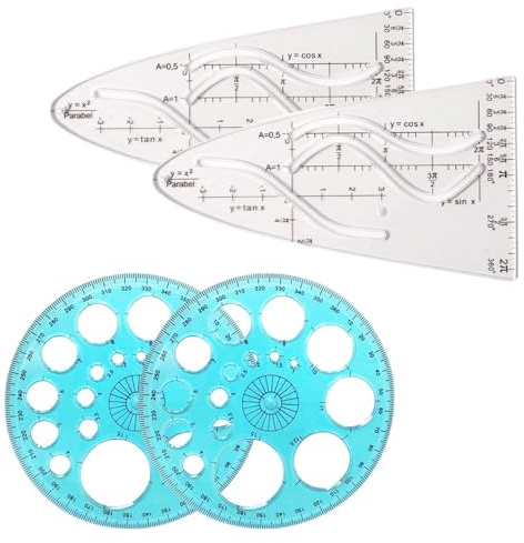 WUFGWBD 2 Pieces Of Cosine Ruler And 2 Pieces Of Protractor, Student Learning Aids, Efficient And Accurate Drawing, Suitable For Students To Solve Problems, Office Design.