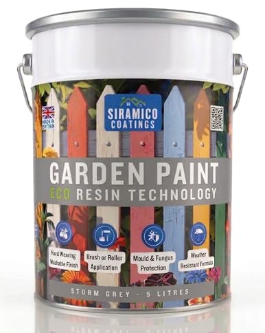 SIRAMICO COATINGS Garden Paint – 5 Litres - Eco Resin Premium One Coat Garden Paint for Garden Furniture (Storm Grey, 5 Litre)