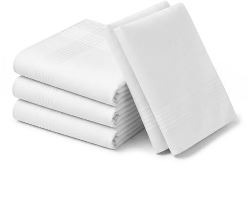 Bbtcxjs 5 pañuelos de algodón blanco para hombre, cuadrados de bolsillo de algodón