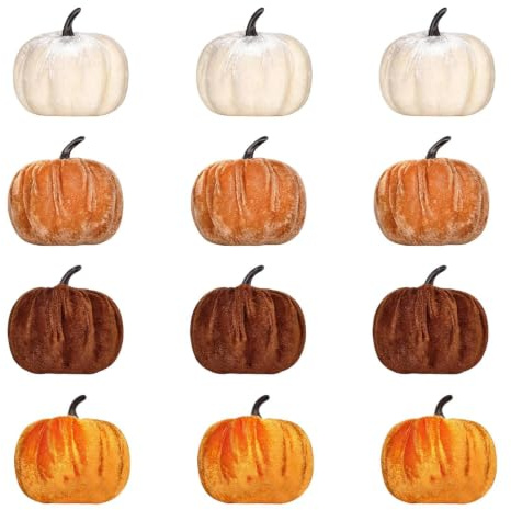 Höstpumpor I Lantlig Stil 12 Stycken Skördefestbordscenterpiece | Imiterade Dekorationspumpor för Thanksgiving, Halloween, skördetid, skördefest, bondgård, lantlig inredning, , lägenhet,