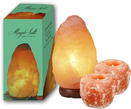 MAGIC SALT LIGHTING FOR YOUR SOUL Salz Lampen Punjab Pakistan -(1 Lampe & 2 Kerzenhalter
