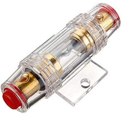 Mintice™ Car Vehicle Video Audio Gold In-line 4 or 8 Gauge AGU Fuse Holder AWG Wire Glass Socket Plug