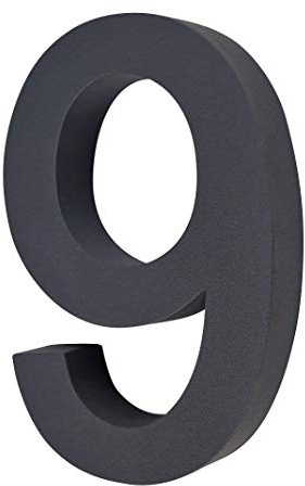 3D Hausnummer 9 schwarz Edelstahl V2A Höhe 20cm rostfrei witterungsbeständig inkl. Montagematerial erhältlich 0 1 2 3 4 5 6 7 8 9 a b c d