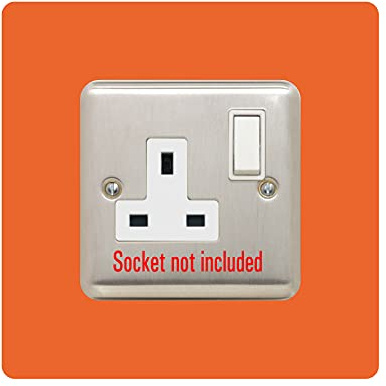 Single Socket Surround | Square | Acrylic Back Panel or Finger Plate | Light Switch Plug, Colour:Orange