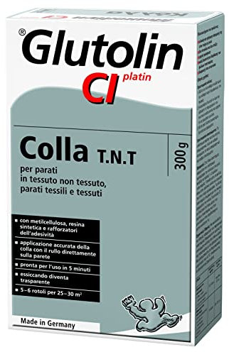 GLUTOLIN C.I. colla per parati tnt, tessili e tessuti. Conf. 300g. Applicazione diretta su pareti.