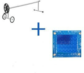 PACK MANTA TÉRMICA (COBERTOR TÉRMICO-CUBIERTA ISOTÉRMICA-TOLDO PARA PISCINA) DE 400 MICRAS GEO BUBBLE CON REFUERZO EN TODO EL CONTORNO (5x4.5m) + ENROLLADOR TELESCÓPICO DE 81mm.