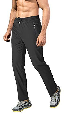 EKLENTSON Men's Trousers Lightweight Outdoor Hiking Walking Trousers Casual Quick Dry Stretch Jogger Running Training Pants Zip Pockets
