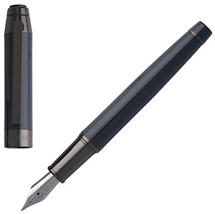 Cerruti Füllfederhalter 1881 Heritage Dark Blue aus Messing in der Farbe Blau-Grau, Schriftfarbe Blau, Länge: 13,9cm, NST9472N