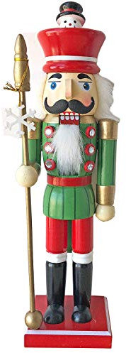 Bene Omnia Traditional Painted Wooden Nutcracker Christmas Walnut Puppet for Table Ornaments Decoration 38 cm (#44)