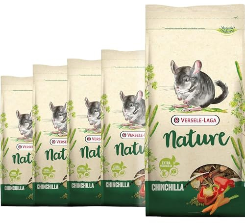 VERSELE-LAGA - Nature Chinchilla - Mélange Varié et Riche en Fibres pour Chinchillas - 5x700g