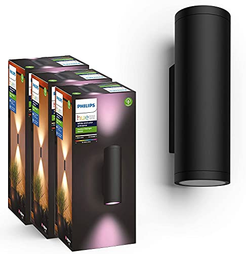 Philips Hue – Appear Wandleuchte, 3er-Pack, Schwarz, 2x8W, EU
