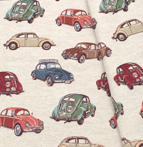 STOFFKONTOR Gobelin Möbelstoff Dekostoff Stoff Nostalgie Oldtimer - Meterware, Farbe Ecru - für Dekorationen, Vorhänge, Kissen, Homeaccessoires UVM.