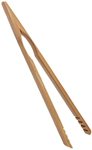ANDSHUAI Bambus Zange, Bambus Küchenzange, Holz Toastzange, 20.8 cm, 1 Stück
