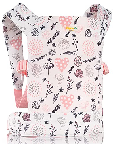 HappyVk-Puppentrage-Kinder Spielzeug süße Blumen und Herzen - Puppentragetasche-Puppentrage Baby Puppe Vorne und Hinten Puppenzubehör
