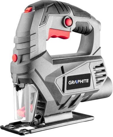 GRAPHITE Sega a coda 450 W, numero di corsa 0 – 3000 min. Angolo di inclinazione del telaio 0 – 45º destra/sinistra, profondità di taglio legno/acciaio 55/6 mm, corsa della lama 17 mm, LED
