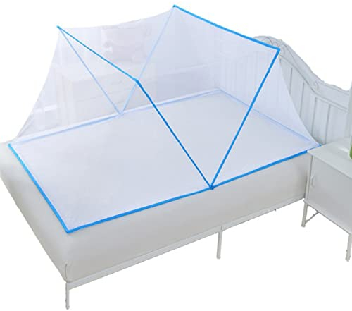 Babybett Moskitonetz, Faltbares, Langlebiges Sommer Schlafzimmer Netzzelt für Babybetten, Kinderbetten (Blau)