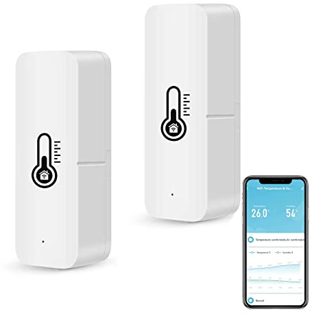 Termometro igrometro WiFi intelligente, sensore di temperatura e umidità Bluetooth per interni ed esterni, Alexa/Google Assistant termometro WiFi App Remoto per casa. 2 confezione