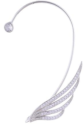 BSLVWG glänzende Zirkon Flügel Ohr Clip, 2 PCS Ohrringe Keine Piercing Engel Flügel Ohr Clip Ohrringe, Drop Ohrringe Clip Ohrringe für Frauen Mädchen (Silber)