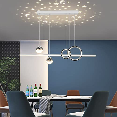 LED Pendelleuchten esstisch Hängeleuchte 38W Dimmbar Mit Fernbedienung Pendellampe Moderne Hängelampe Höhenverstellbar Esszimmerlampen für Esszimmer Wohnzimmer Küche Bar Lampen (Schwarz+Weiß)