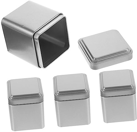 Levemolo 4pcs Mini Tea Canisters and Candy Jars Sealed Lid, 50g Small Frosted Tin Storage Containers for Tea, Sugar, Coffee, Home and Office Use