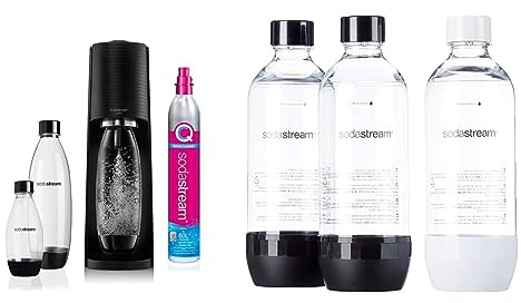 Sodastream Terra Megapack, Gasatore D’Acqua Per Trasformare L’Acqua In Acqua Frizzante & Bottiglie Classiche per gasatore d'acqua, Capienza 1 Litro