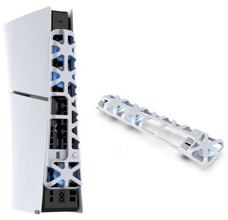 Ventilateur de Refroidissement PS5 Slim, pour Console PS5 Slim, Ventilateur Blu-Ray arrière avec 3 Ventilateurs Haute Vitesse intégrés, Port de Sortie USB 3.0 (Blanc)