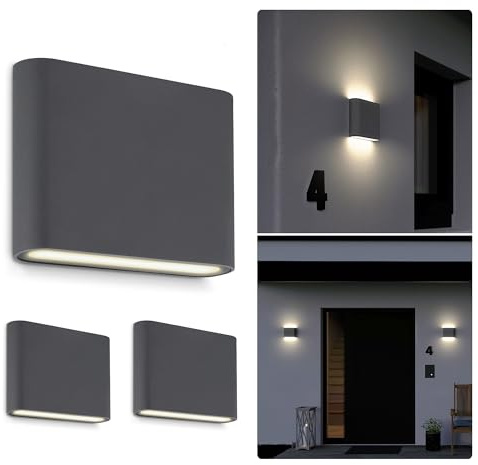 SSC-LUXon TWEO Außenwandleuchte 3 Stück Up & Down anthrazit IP54 warmweiß