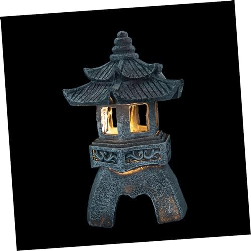 BESPORTBLE Solar Gartenleuchte Steinlaterne Elegante Deko Für Außenbereiche Energieeffiziente Solarlampe Für Garten Balkon Und Terrasse Langlebiges Resin-Material Kunstvolle Gestaltung