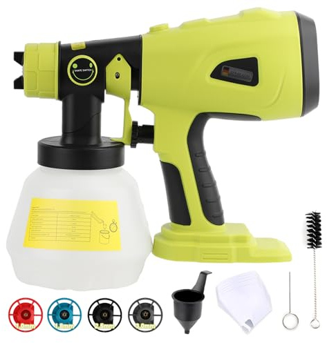 Pistola a spruzzo senza fili per Ryobi con batteria da 18 V, pistola a spruzzo elettrica senza fili, con contenitore grande da 1000 ml, ideale per armadi, recinzioni, sedie, pareti, lavori fai da te