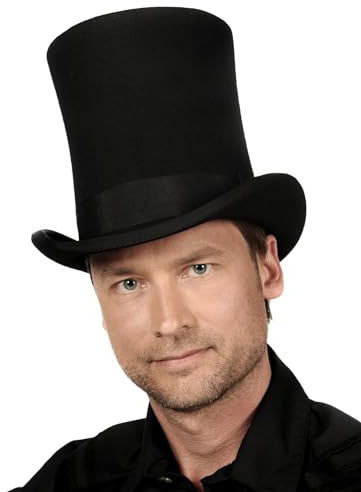 Maskworld Hochwertiger edler Zylinderhut aus Wollfilz - extra hoch (21 cm) - schwarz - Hutgröße: 61