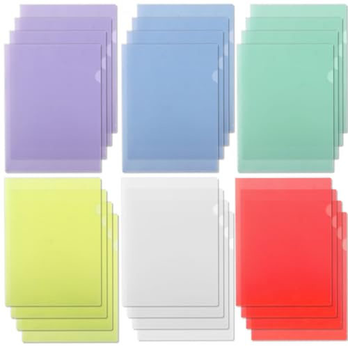 24pcs Carpeta Fundas Plástico a4 Transparentes y Colores para Documentos Material de Oficina Escuela Universidad Biblioteca