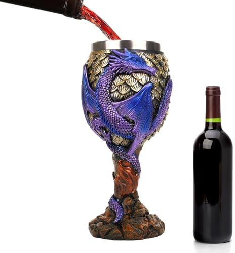 Xujuika Cáliz de dragón, Copa Medieval | Taza Medieval de Acero Inoxidable - Cáliz de Copas de Dragones, Copa de cáliz Medieval Segura y Creativa para Beber a Diario y decoración de Fiestas