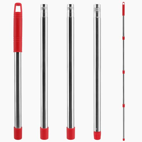 NICEMOVIC Spin Mop Handle Replacement - 58-Inch Stainless Steel Pole for Vileda, 4-Section Adjustable 30-58 Inches