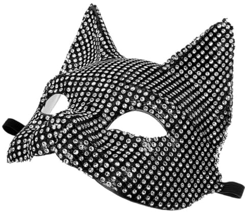 ABOOFAN Maschera per Gatti in Maschera per Gatti Mezza Faccia con Strass per Il Viso con Brillantini Scintillanti di Cristallo Costume Cosplay per Halloween