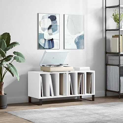 Plattenspielerständer, Vinyl-Schallplatten-Aufbewahrungsschrank für Wohnzimmer, Plattenspieler-Ständer mit offenen Regalen, Vintage-Beistelltisch für Schlafzimmer und Büro
