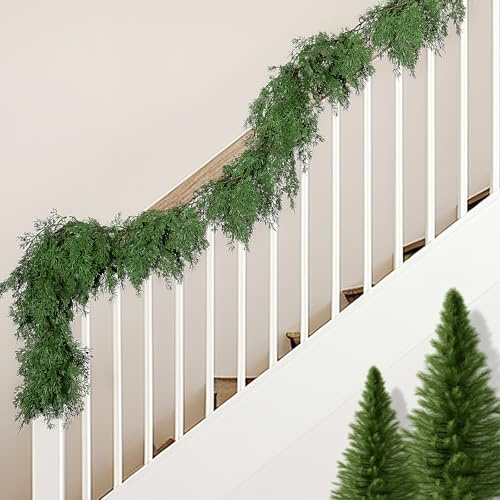 Norfolk-Kiefer-Girlande, 1,8 m, dichte Kiefern, realistische Haptik, künstliche Tannengirlande für Weihnachten, Urlaub, Kamin, Tisch, Heimdekoration, 2 Stück