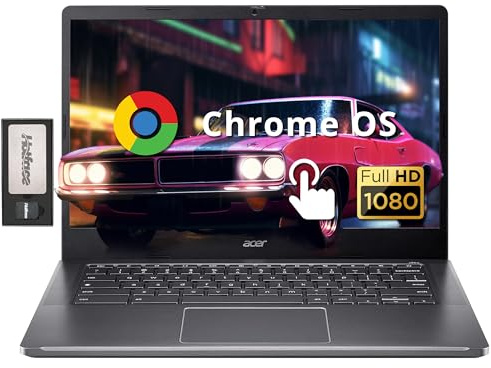 Acer Chromebook Plus - Laptop con pantalla táctil FHD de 14 pulgadas, procesador Intel i3-N305, 8 GB LPDDR5 RAM, 672 GB de almacenamiento (SSD de 512 GB + juego de estación de acoplamiento de 160 GB