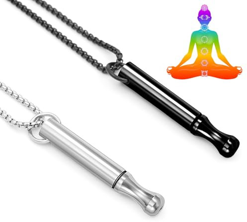 2 Stück Rauchentwöhnung Hilfsmitte,V2 Halskette Rauchfrei Original,Atemkette Rauchfrei Hilfsmittel Raucherentwöhnung Kette mit Pfeif,Angst Atemhalskette mit Widerstand,Gegen Rauchen Aufhören Necklace