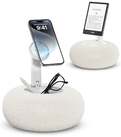 Viozon Handy Halterung Magnet für Bett, Kompatibel mit 4-7 Handy/Kindle/iPad Mini, Abnehmbarer Saugnapfbasis für Stabilität, Ideal zum Lesen und Video-Ansehen im Bett, Weiß