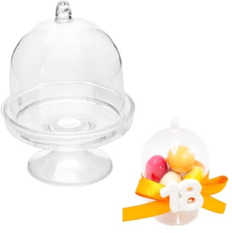 Doni Bomboniere 36 Alzate in Plexiglass con Coperchio a Campana portaconfetti Trasparenti Personalizzate Fai da Te Matrimonio Battesimo Nascita Comunione Laurea