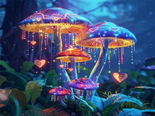 Paint by Numbers Dream, Paint by Numbers for Adults (90x120CM/36x47 Inch), Mushroom Paint by Numbers Kits for Beginners with Paint Brushes Acrylic Pigment Drawing Paintwork Art Crafts, Room Decor 20ly