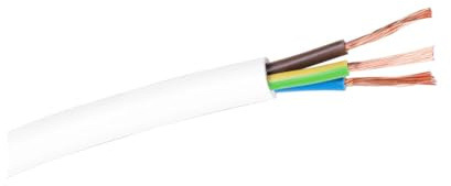 Cable de alimentación 3x0,75mm, 100m, redondo, blanco. Ideal para conexiones eléctricas en instalaciones domésticas y de oficina.