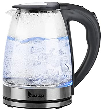 1.8 L Glass Water Kettle with 7 Colors LED Lighting, 2000 Watts, Boil-dry Protection, Auto Shut-off