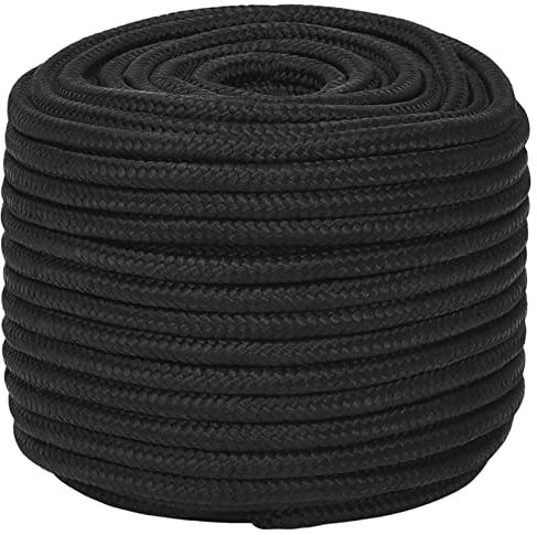 LAPOOH Corda Completamente Nera 12 mm 50 m in Polipropilene,Corde,Fili e Catene,Cavi e funi,Corda Intrecciata,Cima per Ancoraggio e Ormeggio-152512