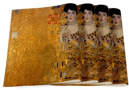 Tischsets aus Leinen – Gemälde Gustav Klimt Portrait von Adèle Bloch Bauer I Art Vintage Original Gold Gold – Großes Format 40 x 28,5 cm
